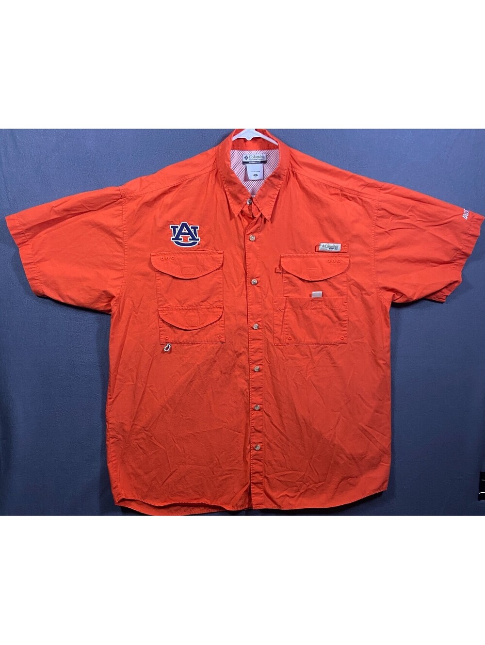 Columbia Men PFG Shirt XLarge Auburn U. Tiger College Football Orange Fishing EU